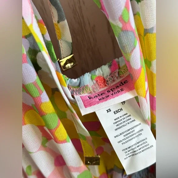 Kate Spade Colorful Floral Dots Beach Cover Up  MIDI Dress - Picture 10 of 11